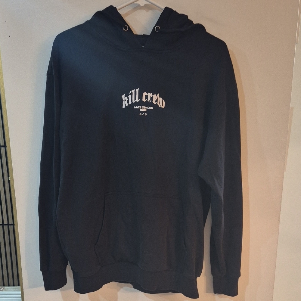 Kill Crew Black Pullover Hoodie with White Text